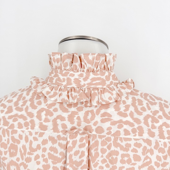 J.Crew Classic-fit ruffleneck shirt in leopard - Picture 5 of 9